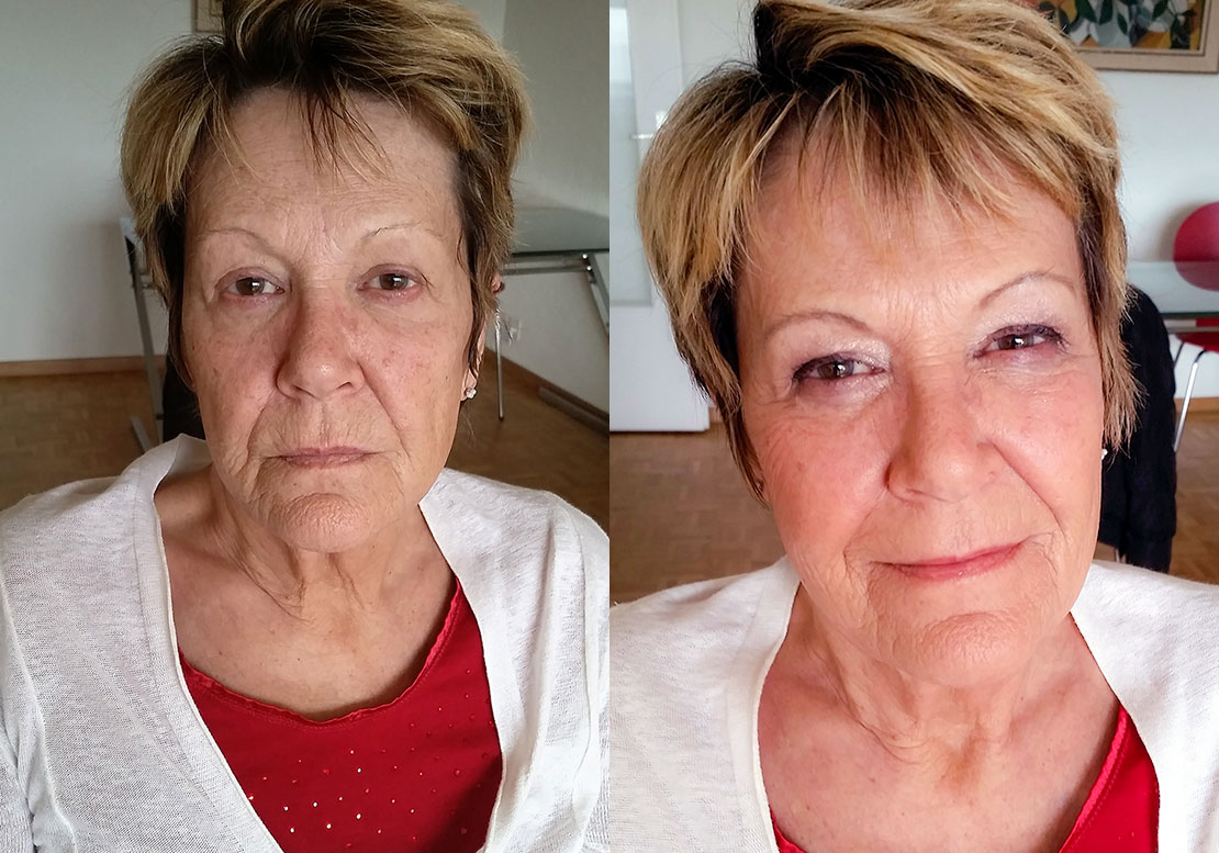 Femme retraitée - avant / après - maquillage